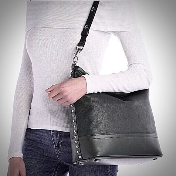 Rebecca Minkoff Handbags - Rebecca Minkoff | Blythe Black leather Silver-stud hobo satchel bag crossbody